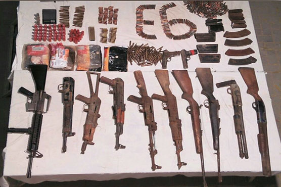 Rangers apprehend one suspect; recover huge cache of weapons in Karachi