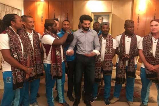 WI team land in Karachi to warm welcome for T20I series