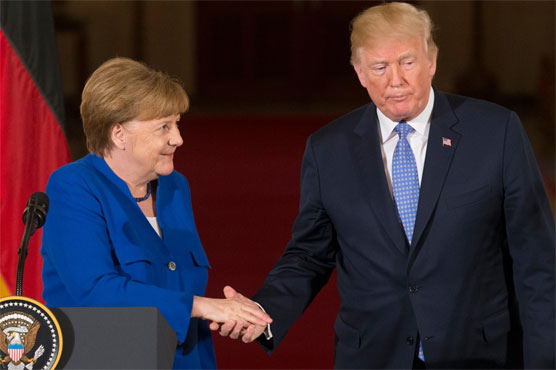 Trump praises Merkel but gives little ground on trade, Iran