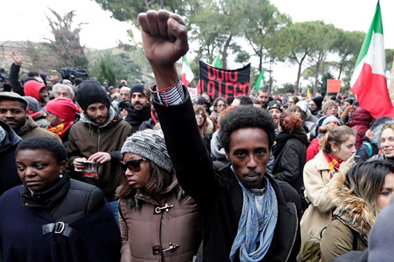 Italians march against racism after shooting spree against migrants