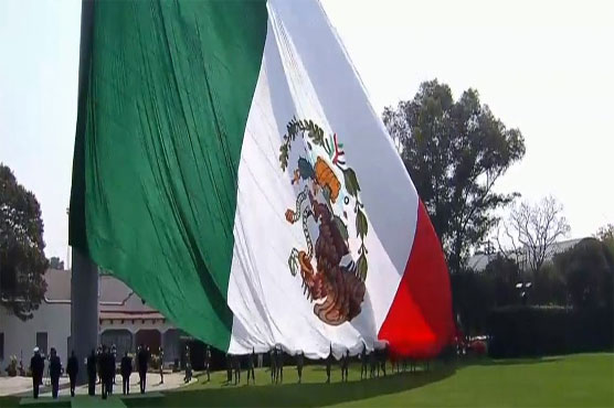 At Flag Day ceremony, Mexico's 'tri-color' flies upside down