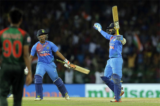 Karthik's last-ball six gifts India T20 tri-series title