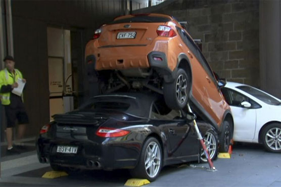 Hotel valet has lucky escape, but Porsche gets crunched