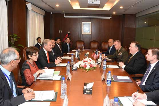 US Secretary of State Mike Pompeo meets Shah Mehmood Qureshi in Islamabad