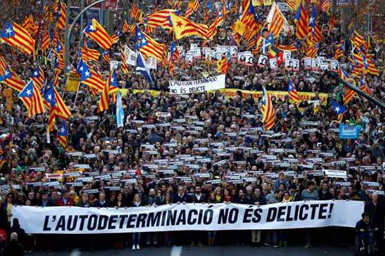 Seeking independence ‘is not a crime,’ Barcelona protesters say