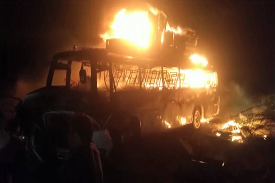 Six killed, 10 injured in bus, van collision near Hub