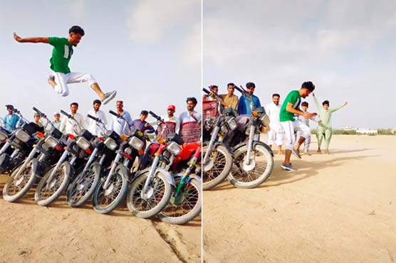 Video of Pakistani youth jumping over 11 bikes goes viral