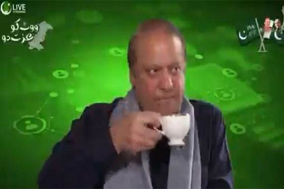 Even a cup of tea upsets Nawaz during video link address