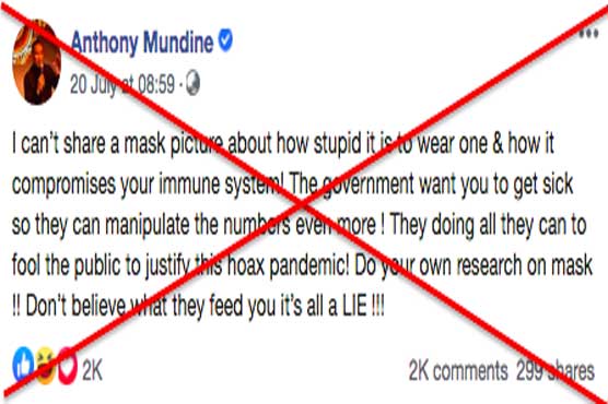 Wearing a face mask does not compromise your immune system, health experts say