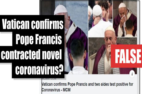 Pope did not contract coronavirus, was suffering from cold