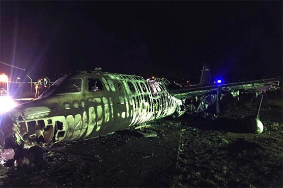 Plane catches fire on takeoff at Philippine airport, eight dead