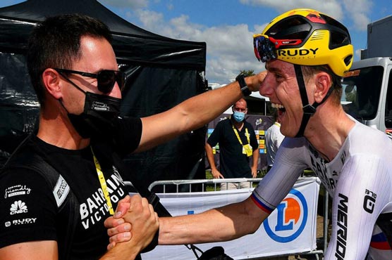 Bahrain's Mohoric wins Tour stage day after anti-doping raid