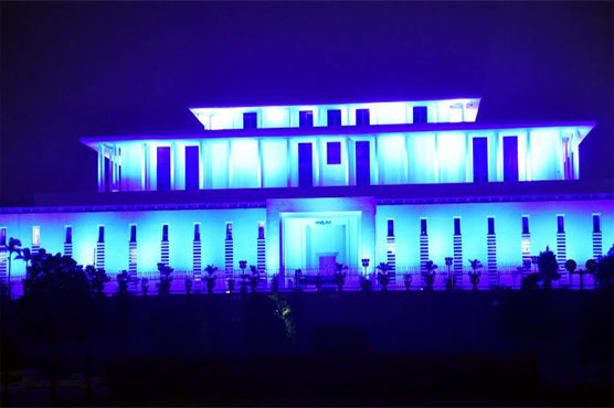 Aiwan-e-Sadr turns blue to celebrate World Children's Day