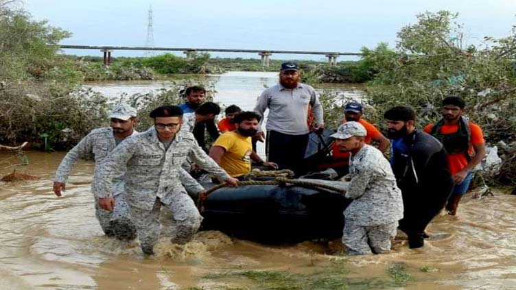 Pak Navy rescue, relief operation continues in flood affected areas of Sindh