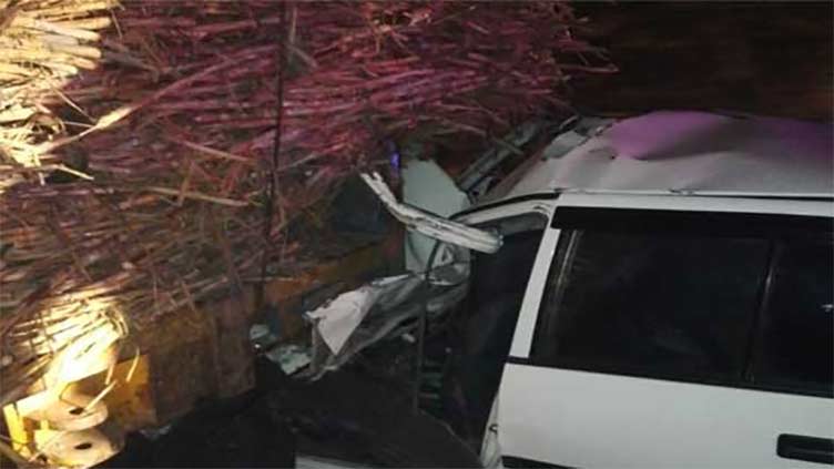 Two dead, as many injured in car, tractor-trailer collision in Faisalabad