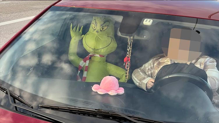HOV lane driver's only passenger was inflatable Grinch