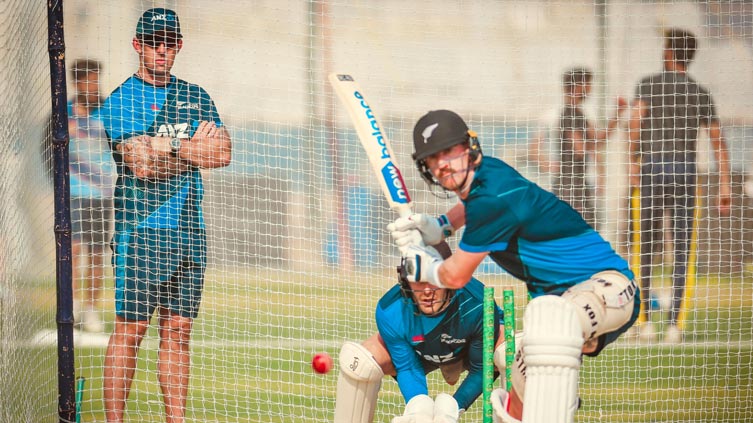 New Zealand hold first training session in Karachi