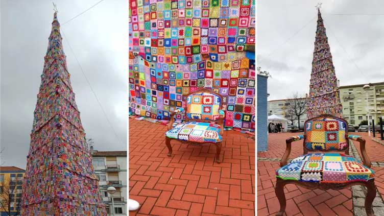 World's largest crocheted Christmas tree made in Portugal