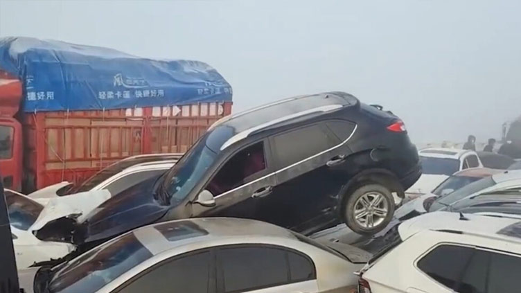 Fog causes major car crash on bridge in China's Zhengzhou