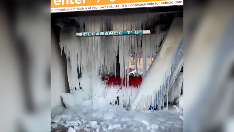 Texas car wash freezes solid during cold blast