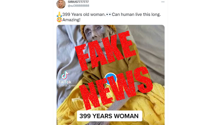 Online video does not show a 399-year-old woman