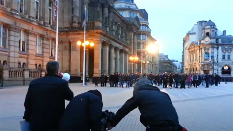 Clip showing crowd running toward film crew was captured in Birmingham in 2013