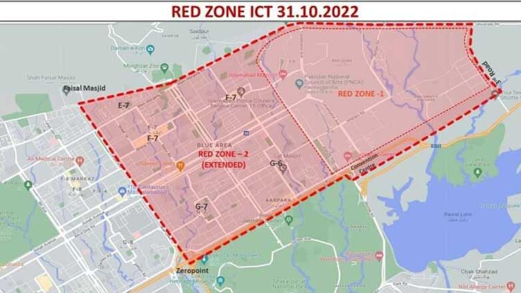 PTI long march: Govt extends Red Zone to Zero Point 