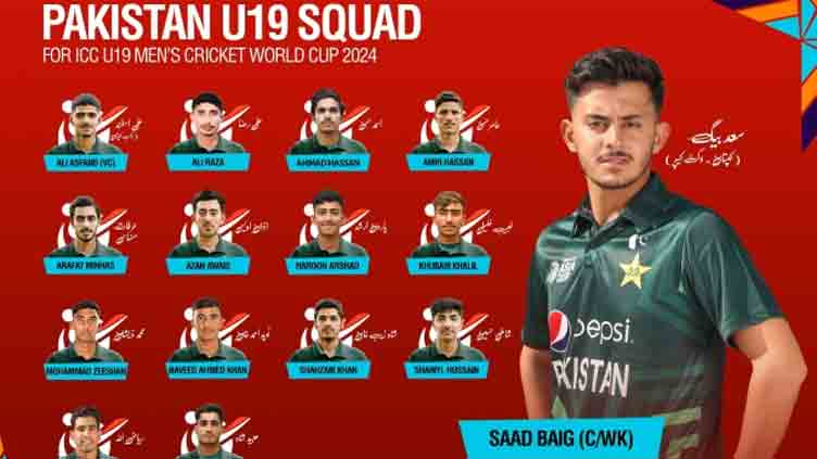 Saad Baig to lead Pakistan in ICC U19 Men's Cricket World Cup