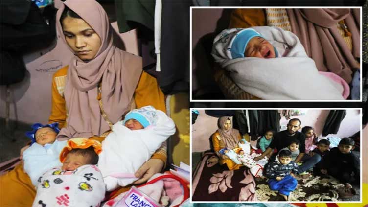Palestinian woman gives birth to quadruplets as war in Gaza rages around her