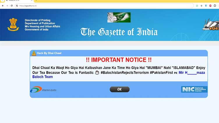 Indian govt website hacked, shows info about Pakistani thriller