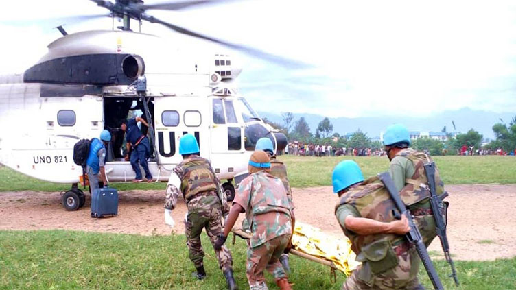 One peacekeeper killed in Congo after U.N. chopper comes under fire