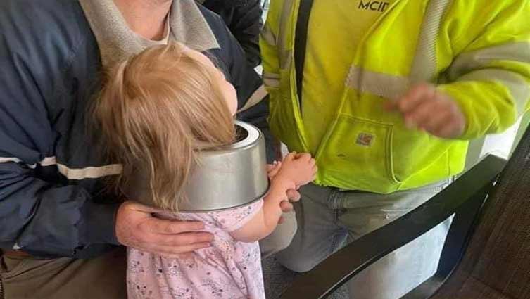 Pennsylvania firefighters remove cake pan from 2-year-old's head