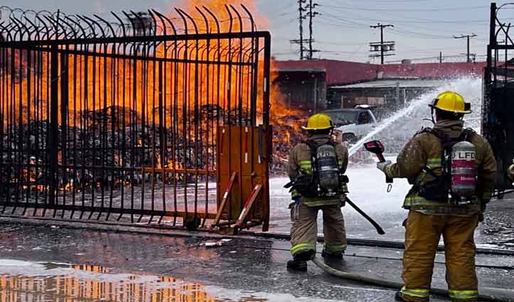 Hand sanitizer catches fire in Los Angeles parking lot