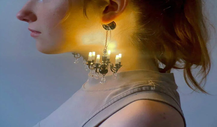 Artist creates chandelier earrings that light up