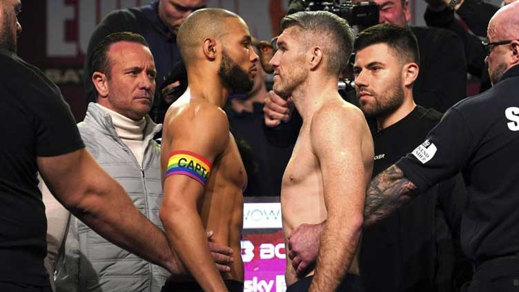 British boxer Eubank Jr. wears rainbow armband at weigh-in