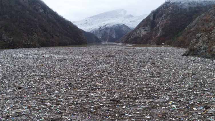 Sections of Balkan river become floating garbage dump