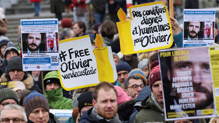 Protesters demand Iran release jailed Belgian aid worker Vandecasteele