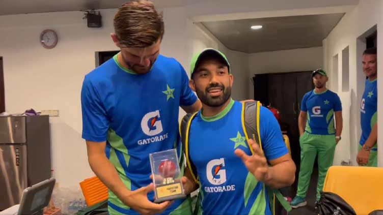 Rizwan presents special gift to Shaheen Afridi on completing 100 Test wickets