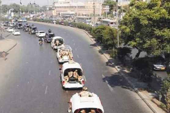 محرم الحرام کی آمد: رینجرز کا سندھ کے مختلف شہروں میں مشترکہ فلیگ مارچ