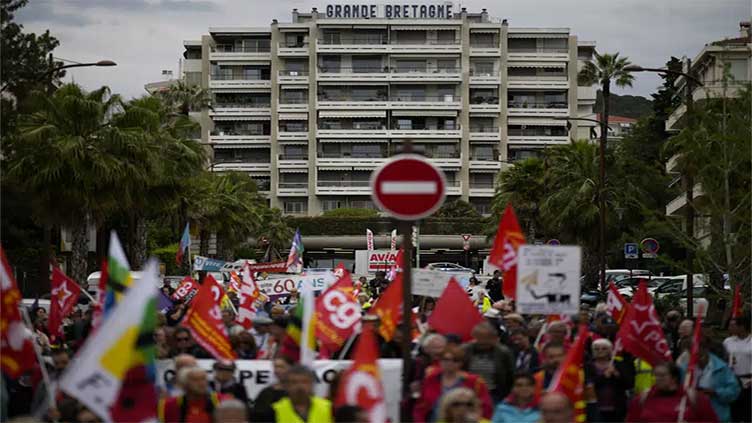 France pension protest held on outskirts of Cannes Film Festival