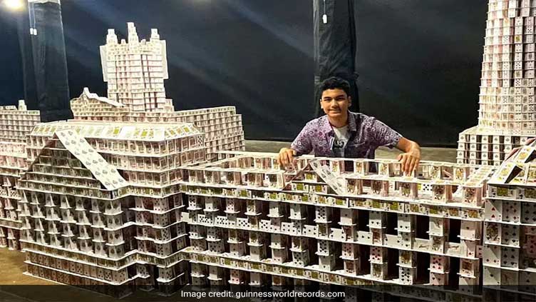 Teenager's playing card structure breaks Guinness World Record