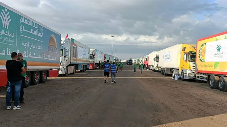 Gaza aid arrives at border crossing but no plan for delivery yet