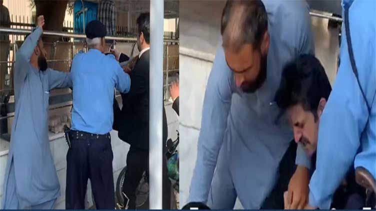 PTI chief's lawyer Marwat scuffles with citizen outside SC