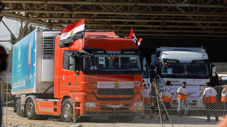 Aid trucks enter Egypt's Rafah border crossing with Gaza Strip