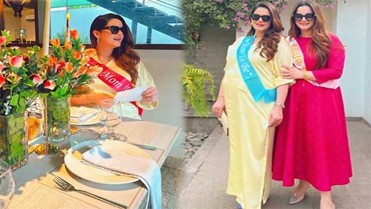 Pictures show Minal Khan celebrating healthy baby shower for birth of her 'angel'