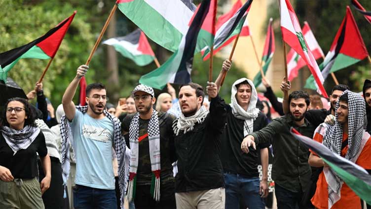'We are with them': Lebanon students rally for Gaza