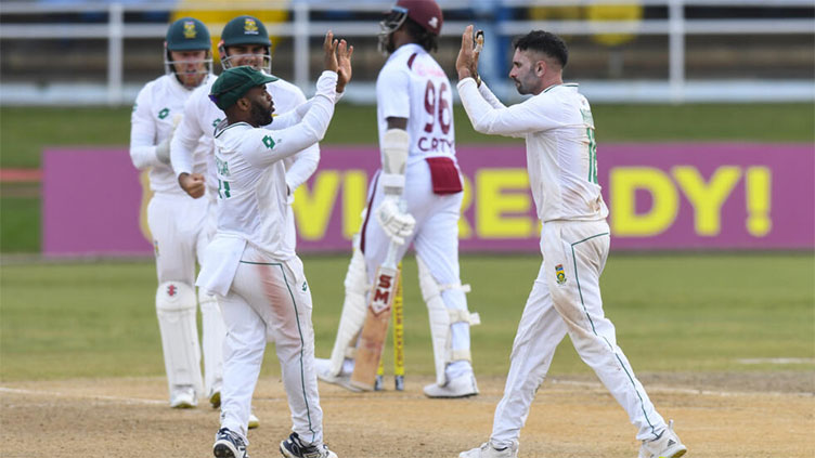 South Africa's Maharaj restricts West Indies in rainy third day of Test