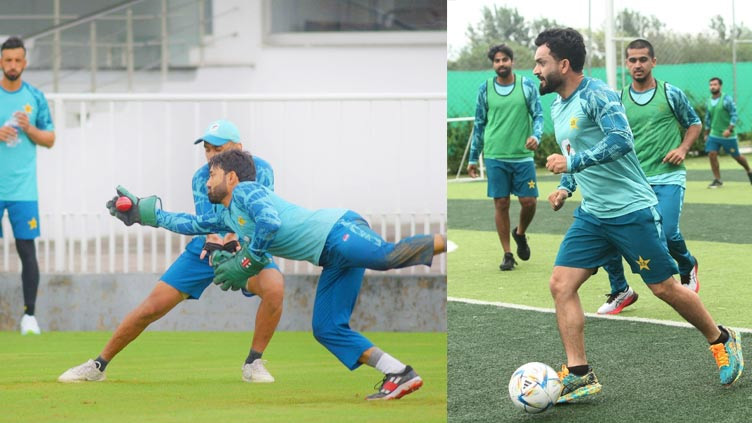 Pakistan Test squad engage in fielding session at Rawalpindi Stadium