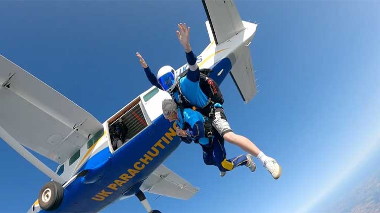 Woman celebrating 102nd birthday becomes oldest parachutist