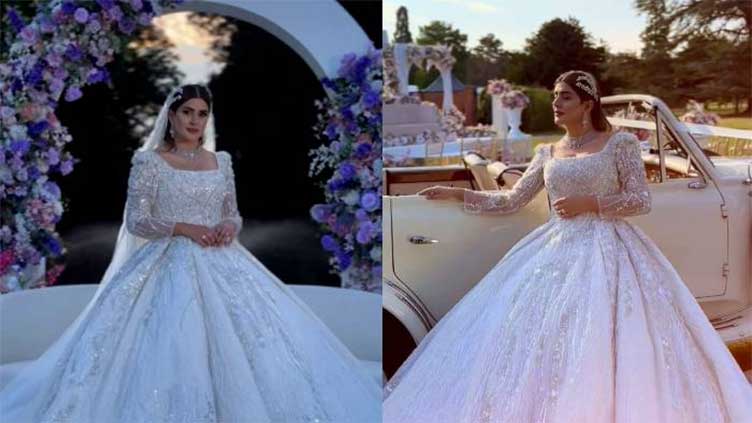 Kubra Khan looks stunning in white bridal attire